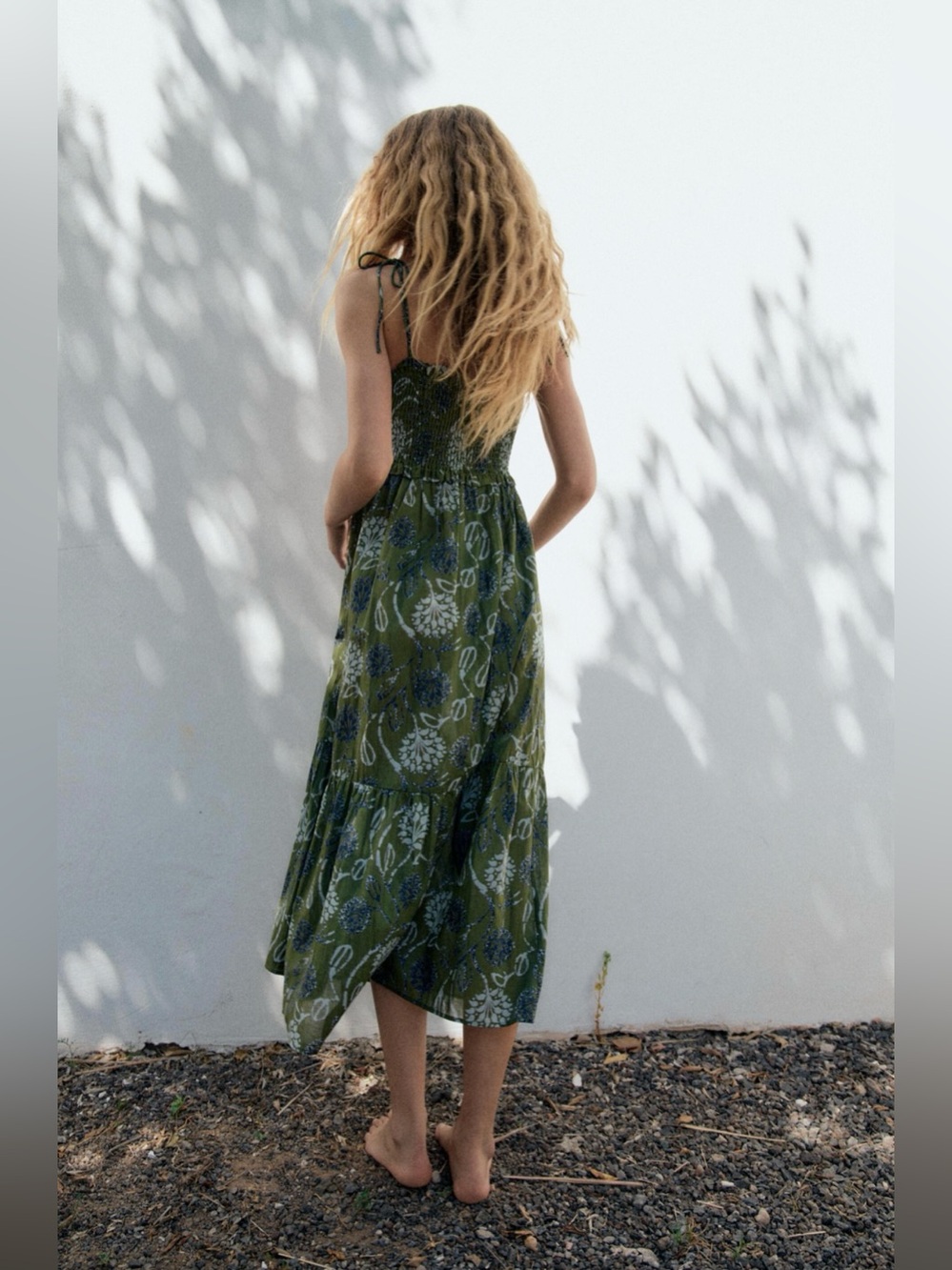 Zara Olive Floral Tie-Shoulder Maxi Dress - Picture 3 of 8